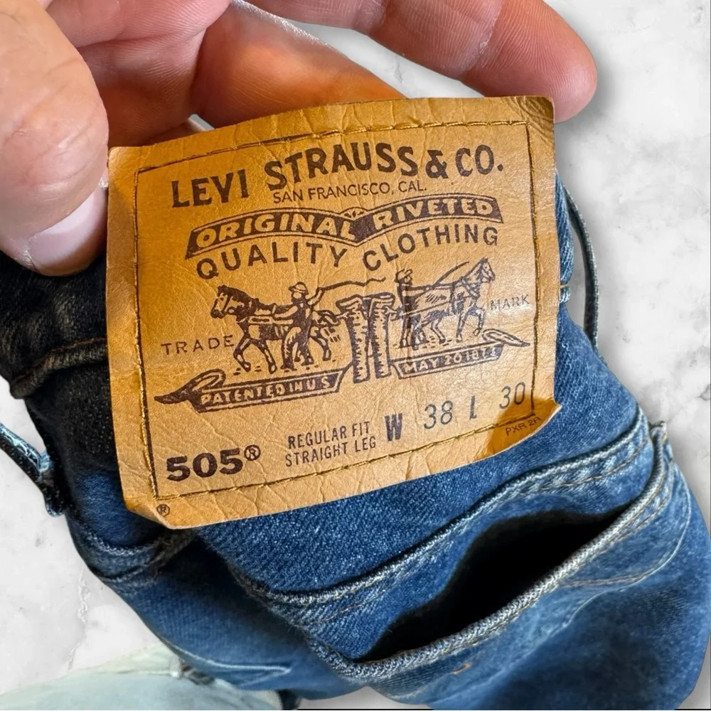 Vintage Levi’s 1996 Orange‎ Tab Men’s Faded Blue Jeans 38x30 505 Reg Straight